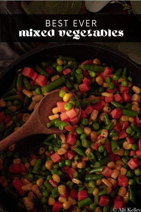 Take your frozen mixed vegetables to the next level with this simple recipe! Perfectly seasoned, full of flavor, and never soggy, you won’t go back to plain frozen vegetables again. No extra steps or special ingredients required! Veggie Mix Recipes, Frozen Vegetables Recipes, Vegetable Recipes Side, Frozen Mixed Vegetable Recipes, Dutch Oven Pork Chops, Frozen Vegetable Recipes, Veggie Medley, Frozen Mixed Vegetables, Oven Pork Chops