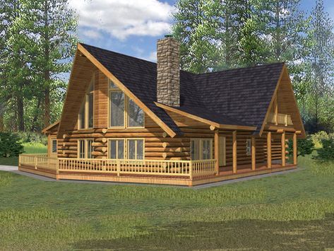 Crested Butte Rustic Log Home  from houseplansandmore.com Log Cabin House Plans, Log Cabin House, Rustic Log Home, Log Cabin Plans, Log Home Plan, House Plan With Loft, Log Home Plans, Small Log Cabin, Rustic Log Cabin