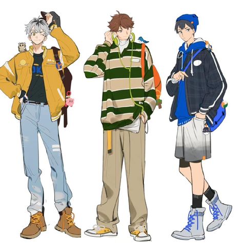 Anime Guy Clothes Reference, Clothes Drawings Reference, Cool Clothes Drawing Male, Korean Male Outfits Casual, Casual Outfit With Tie Men, Male Fashion Reference, 90s Anime Outfits Men, Fullbody Pose Man, Shojo Boy Outfit