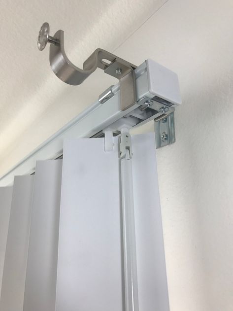 Nono Bracket, Vertical Blinds Makeover, Outside Mount Blinds, Curtains Over Blinds, Curtains Without Drilling, Curtain Brackets, Rod Bracket, Curtain Hanging, Layered Curtains