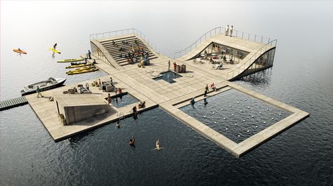 EFFEKT — HARBOURFARMResearch and design concept2013 Waterfront Architecture, Water Architecture, Floating Architecture, Floating City, Geothermal Energy, Cultural Architecture, Floating House, Pop Design, Concept Architecture