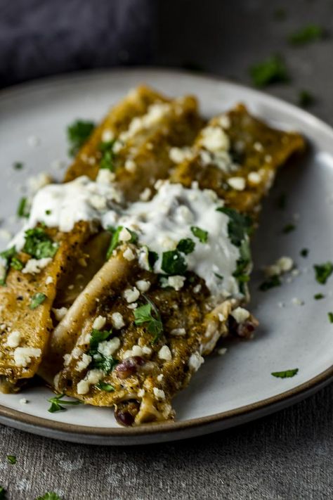 Poblano Cream Sauce, Pulled Pork Enchiladas, Poblano Sauce, Pork Enchiladas, Roasted Poblano, Homemade Enchiladas, Caribbean Cuisine, Shredded Pork, Green Sauce