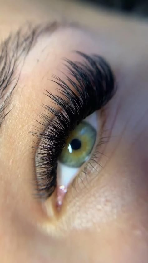 Color Eye Lashes Extensions, Hybrid Lash Extensions Volume, Cat Eye Russian Lash Extensions, Eyelash Extensions Volume Cat Eye, Eyelash Extension Inspiration, Fluffy Cat Eye Hybrid Lash Extensions, Volume Wispy Eyelash Extensions Cat Eye, Lashes For Big Round Eyes, Wispy Cat Eye Lash Extensions Volume