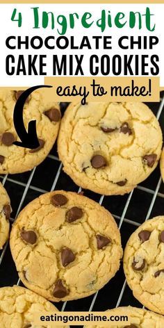 Chocolate Chip Cake Mix Cookies, Cake Mix Chocolate Chip Cookies, Chocolate Chip Cookie Cake Recipe, Chocolate Cake Mix Recipes, Simple Chocolate Chip Cookie Recipe, Recipes Using Cake Mix, Oatmeal Raisin Cookies Chewy, Mix Chocolate, Best Chocolate Chip Cookies Recipe