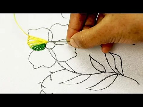 https://youtu.be/yi9s-RIUaXU   #handembroidery #flowersdesign #amazing #flower #embroidery #netstitch #buttonholestitch #outlinestitch #flowerembroidery Hand Embroidery Pictures, Blanket Embroidery Design, Simple Flower Embroidery Designs, Outline Stitch, Kantha Design, Crewel Embroidery Tutorial, Embroidery Stitches Flowers, Simple Flower Design, Embroidery Leaf