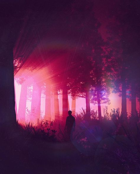 The Artist Spent The Last Decade Composing One Image Per Day Forest Art Wallpaper, Silhouette Forest, Man Silhouette, Appleton Wisconsin, Forest Wallpaper, Animation Reference, Smartphone Wallpaper, Forest Art, Cinema 4d