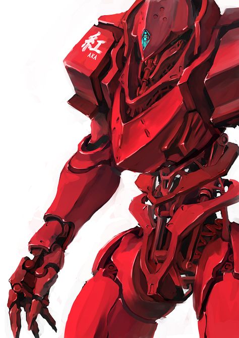 sekigan Red Mecha Art, Lofi Photography, Scifi Aesthetic, Anime Retro, Big Robots, Mecha Suit, Cyborgs Art, Mech Suit, Cool Robots