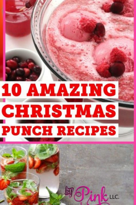 Christmas Punch Nonalcoholic, Punch Bowl Drinks, Christmas Party Punch, Non Alcoholic Christmas Punch, Christmas Beverages, Christmas Drinks Nonalcoholic, Christmas Hosting, Christmas Mocktails, Drinks Nonalcoholic