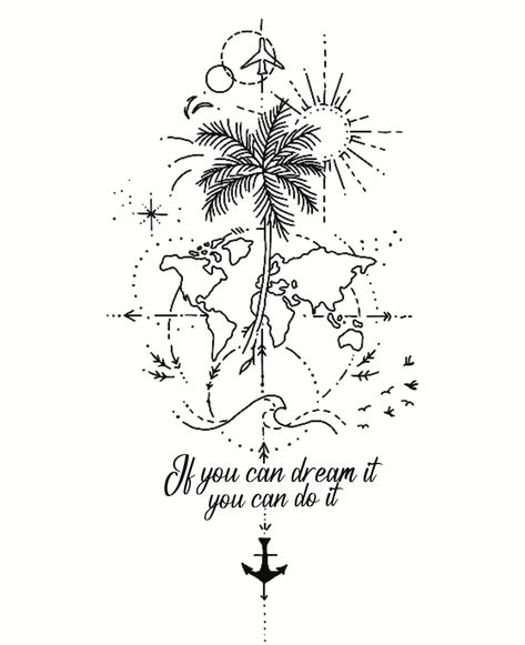 Cape Verde Tattoo Ideas, Mauritius Tattoo Ideas, Cyprus Tattoo Ideas, Island Tattoos For Women, Dominican Republic Tattoo Ideas, Pablo Tattoo, Adventure Tattoo, Tiny Heart Tattoos, Small Girly Tattoos