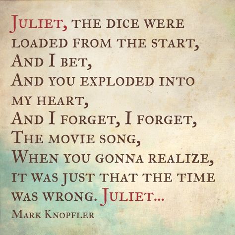 Romeo and Juliet By Mark Knopfler and Dire Straits Song Lyrics British Bands, Song Lines, Dire Straits, Mark Knopfler, Perfect Relationship, Movie Songs, Romeo And Juliet, Song Quotes, Music Is Life