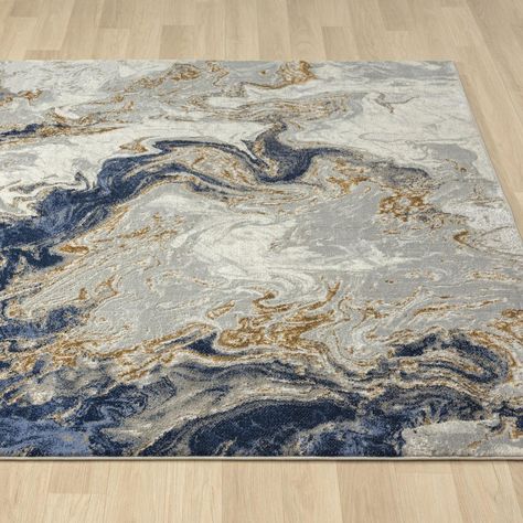 Marble Abstract Area Rugs for Home Décor. 2x3, 2x7, 4x5, 5x7, 6x9, 8x10, 9x12 Stain-Resistant Beige Rugs for homes with pets. Non-Shedding Blue Rugs for Living Rooms and Bedrooms. Gray Indoor Rugs. Machine Woven Fibers and Jute Backing. Shop Luxe Weavers Rugs today. Blue Gray Gold, Gold Area Rug, 5x7 Rugs, Abstract Area Rug, Affordable Rugs, Area Rug Blue, Navy Blue Rug, 6x9 Area Rugs, 5x7 Area Rug