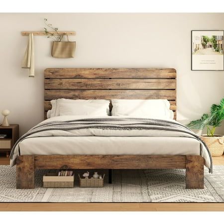 Full Bed Frame Boy, Bedrooms Beds & Frames, Beds To Make, Bedroom Colors For Rustic Gray Bed Frame, Beds And Frames, Simple Queen Bedframe, Bed Frames For King Beds, Wood Bed For Teens, Modern Farmhouse Master Bed Living Room