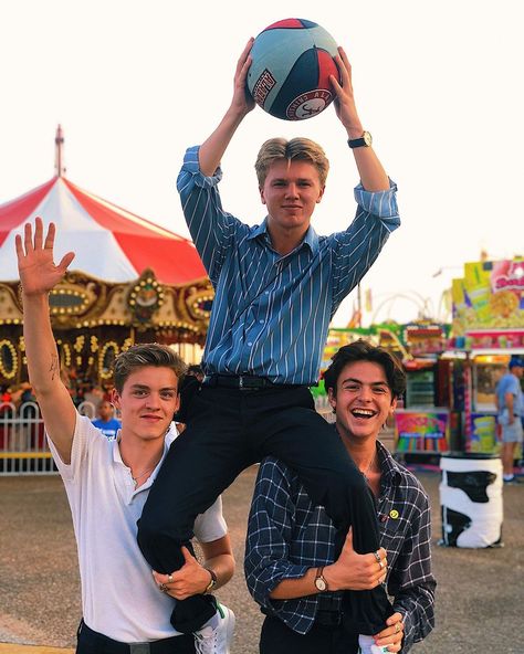 New Hope Club on Instagram: “George won a ball at the fair. Feels like the summer of 66’ 🏆🥇” Blake Richardson, Reece Bibby, Preppy Party, New Hope Club, Club Music, British Boys, Tumblr Fashion, A New Hope, The Fair