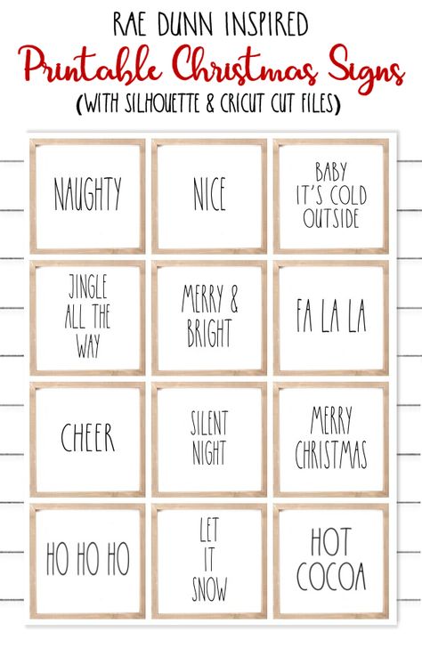 Free Printable Rae Dunn Inspired Christmas Signs and FREE Cut Files for Silhouette and Cricut She Shed Designs, Ideas Hogar, Free Christmas Printables, Printable Christmas, Free Christmas, Christmas Signs, Christmas Projects, Farmhouse Christmas, Christmas Printables