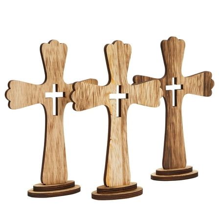 Item Description Add a spiritual touch to your decor with this stunning wooden crucifix set! This 3-piece collection features classic, high-quality crosses that each measure 9 x 6 x 2 inches. Each cross is perfect for any room or office looking for an elegant centerpiece honoring faith and religious holidays like Christmas and Easter. It's the ideal present thoughtfully crafted from wood, sure to bring joy into anyone's space! Color: Brown. Girl Baptism Centerpieces, Wooden Crosses Diy, Communion Centerpieces, Catholic Baptism, Baptism Centerpieces, Centerpieces For Tables, First Communion Decorations, Communion Decorations, Elegant Centerpiece