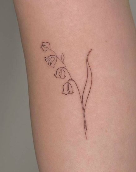 45+ Amazing Lily Of The Valley Tattoo Ideas To Be Inspired [2023] - InkMatch Wild Lilies Tattoo, Flower Tattoo Lily Of The Valley, Lily Of The Field Tattoo, Line Art Lily Of The Valley, Lily In The Valley Tattoo, Lily Of The Valley Tattoo Ideas, Lilly Of The Valley Tattoo Design, Lily Of The Valley Tattoo With Name, Water Lily Line Tattoo