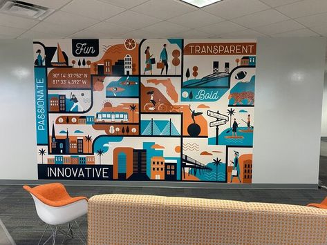 Wall Graphics Office Mural, Feature Wall Design, Leader In Me, Corporate Office, Office Walls, Wall Graphics, Jacksonville Fl, Custom Wall, Vinyl Wall Decals