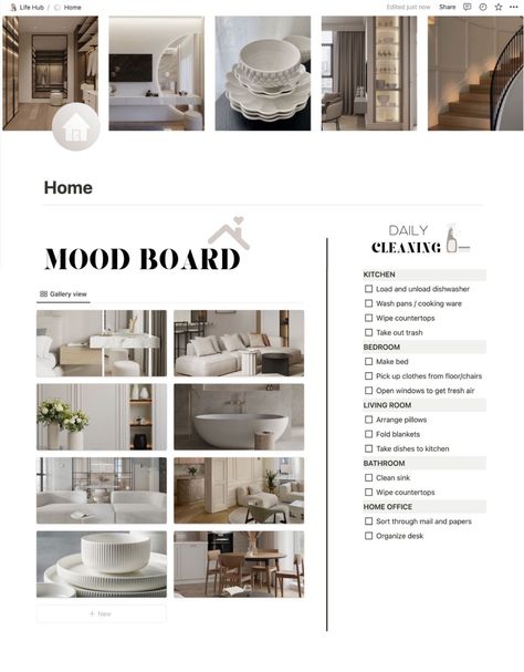 Aesthetic Notion template for home management 🏡 Notion Widget, Aesthetic Notion Template, Make Bed, Notion Ideas, Aesthetic Notion, Weekly Cleaning Schedule, Notion Templates, House Cleaning Checklist, Clean Sink