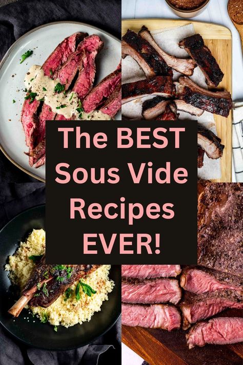 A collection of 25+ of the best sous vide recipes, ranging from ultra tender steaks and ribs, to crisp tender vegetables and creamy desserts! This is a collection of both reader favorite and my own personal favorite recipes! Sous Vide Lamb Chops, Sous Vide Fried Chicken, Sous Vide Pork Loin, Sous Vide Chicken Thighs, Sous Vide Cheesecake, Sous Vide Ribeye, Sous Vide Lamb, Sous Vide Vegetables, Sous Vide Chicken Breast