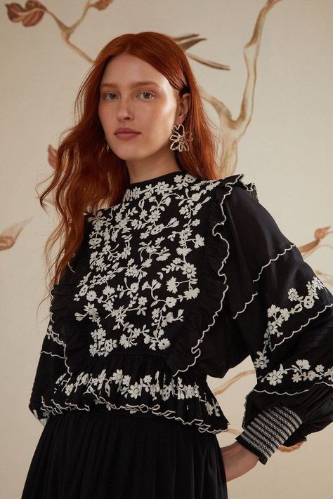 Black Embroidered Ruffle Longe Sleeve Blouse – FARM Rio Ruffle Long Sleeve Blouse, Long Sleeve Blouses, Ruffle Maxi Skirt, Blouse Sale, Ruffle Long Sleeve, Ladies Shoes, Black Xs, Farm Rio, Virginia Beach