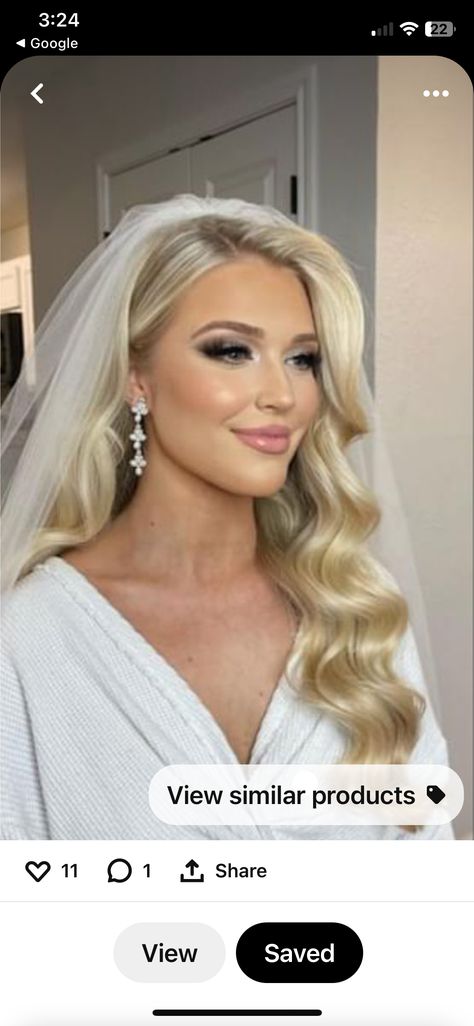 Hollywood Waves Pinned To Side, Beach Wave Hair, Hollywood Waves, Wedding 2025, Makeup Wedding, Side Part, Wedding Hair And Makeup, Wedding Bells, Makeup Accessories