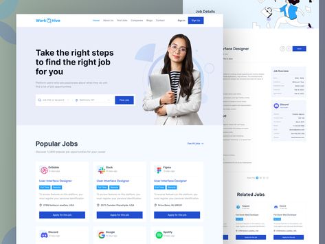 Job Board Web Design by Rejaul Karim Babor ◕_◕ Job Portal Landing Page, Job Board Design, Job Portal Website Design, Job Portal Website, Web Design Jobs, Job Page, Job Portal, Job Board, Jobs Hiring