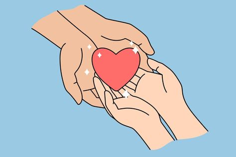 Affection Illustration, Volunteer Illustration, Charity Aesthetic, 손 로고, Support Illustration, Hands Holding Heart, Artsy Background, Just Good Friends, Human Kindness