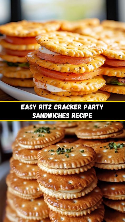 If you’re looking for a quick and delightful snack that will impress your guests, look no further than Ritz Cracker Party Sandwiches. These bite-sized delights are not only simple to prepare but also incredibly versatile. Ritz Cracker Party Sandwiches, Party Sandwiches Recipes, Ham And Cheese Sandwiches, Toast Aperitif, Ritz Cracker Recipes, Appetizer Table, Snack To Make, Butter Glaze, Having A Family