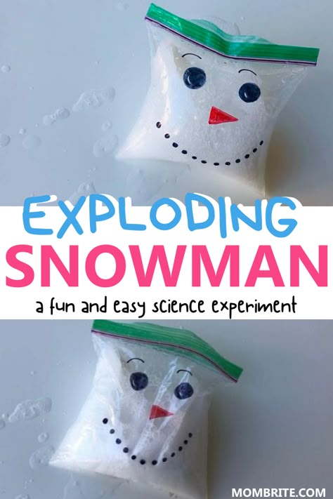 Snowman Science Experiment, Exploding Snowman, Snowman Activity, Draw A Monster, Boredom Busters For Kids, Winter Science, Experiment For Kids, Winter Activities Preschool, Christmas Science