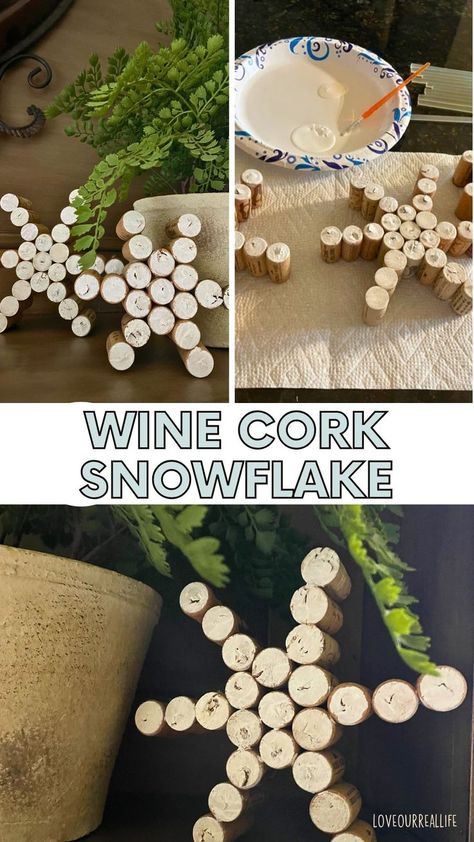 cork craft. Wine Cork Winter Crafts, Cork Snowflakes, Wine Cork Snowflake, Snowflake Ornaments Diy, Wine Cork Diy Projects, Wine Cork Crafts Christmas, Snowflake Diy, Cork Diy Projects, Cork Crafts Christmas