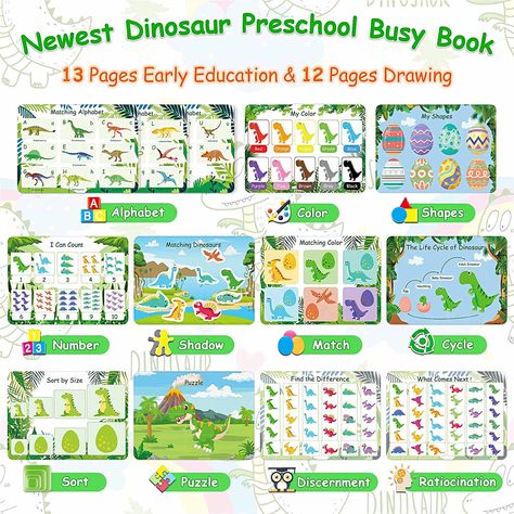 Busy Book Idea Canva, Busy Book Ideas Digital, Busy Book Ideas Printables, Busy Book Ideas, Busy Books For Toddlers, Dinosaur Busy Book, Montessori Busy Book, Busy Book For Toddlers, Bracelet Business