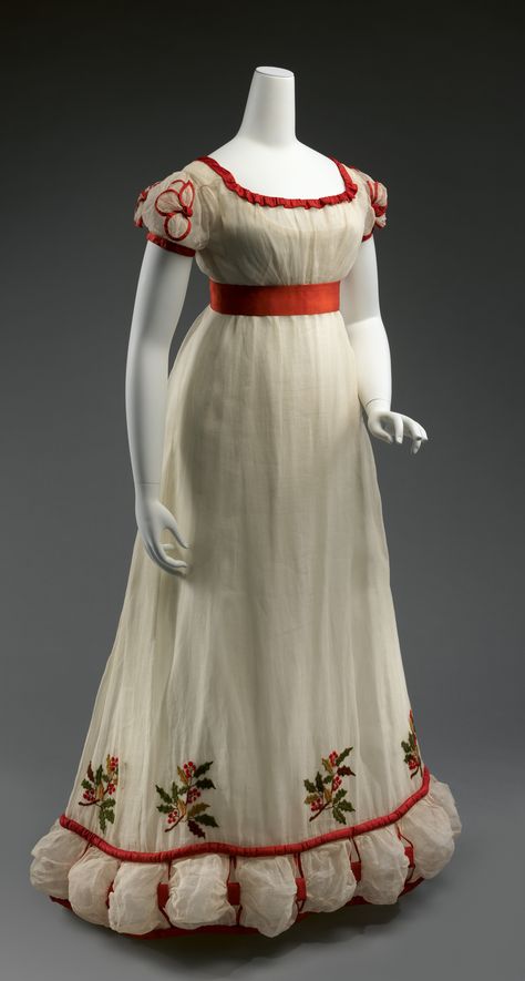 Dinner dress; 1824–26; British; cotton, silk, wool; Purchase, Irene Lewisohn Bequest, 2015; (2015.98a, b); #dresses 1820s Dress, 1820s Fashion, Regency Era Fashion, 1800s Fashion, Regency Dress, Regency Fashion, 19th Century Fashion, Dress Sketches, Dinner Dress