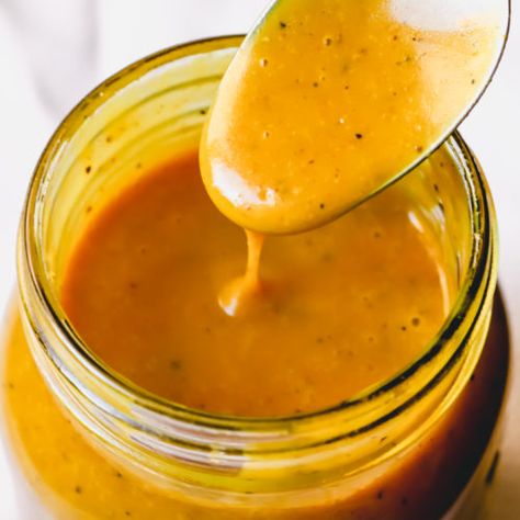 Easy Homemade Sweet Mango Chutney Vinaigrette | Joyfuel Eats Gold Bbq Sauce Recipe, Carolina Gold Bbq Sauce Recipe, Carolina Gold Bbq Sauce, Gold Bbq Sauce, Chipotle Vinaigrette, Simple Spinach Salad, Chipotle Dressing, Mustard Bbq Sauce, Bbq Sauce Recipe