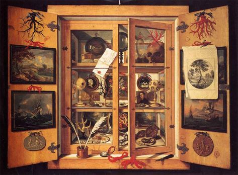 Cabinets of Curiosities and The Origin of Collecting Cabinet Of Curiosity, Glass Display Case, Collections Of Objects, Albrecht Durer, Cabinet Of Curiosities, Curio Cabinet, Grand Palais, Caravaggio, Painted Doors