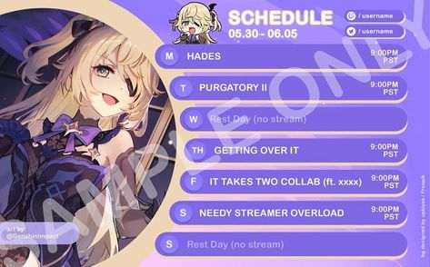 Cute Aesthetic Purple, Stream Schedule Template, Schedule Graphic, Stream Schedule, Pomodoro Method, Purple Space, Graphic Design Portfolio Inspiration, Episode Interactive Backgrounds, Streaming Setup