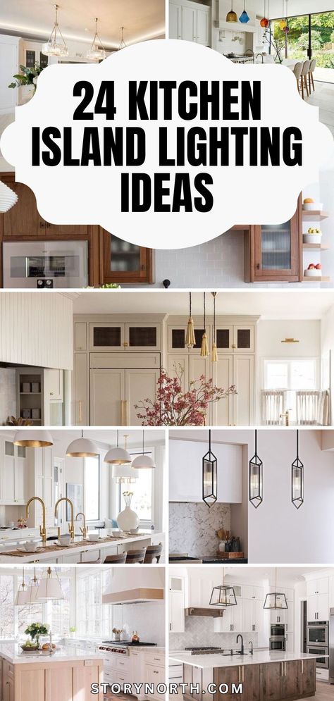 Save this pin for an array of captivating kitchen island lighting ideas to elevate your home decor! From modern to rustic styles, these designs will inspire your dream home makeover. Tap to discover the perfect lighting solution for your kitchen. #KitchenDecor #HomeInspiration #DreamHome #InteriorDesignIdeas Gold Lights Over Kitchen Island, Modern Rustic Island Lighting, Choosing Lighting For New House, Light Fixtures For Whole House, Lighting For Kitchen Table, Pendant Lights Over Kitchen Island 2024, Kitchen And Dining Lighting Combinations, Lighting Over Island In Kitchen, Kitchen Lighting Inspiration