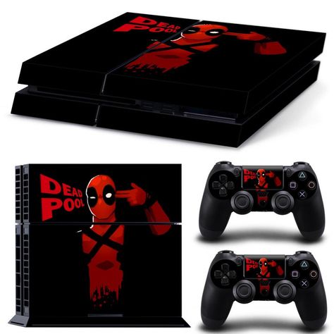 FREE SHIPPING! PS4 Deadpool Movie Marvel Decal Stickers For Sony Playstation 4 Console  2 dualshock controllers Deadpool Skin, Control Ps4, Ps4 Skins, Playstation 4 Console, Ps4 Console, Ps4 Controller, Playstation Games, Iphone Games, Ps4 Games