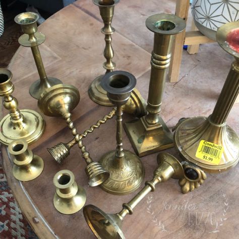 Vintage Brass Candlesticks for decor Brass Candlesticks Decor Christmas, How To Clean Brass Candlesticks, Brass Candlesticks Decor, Painted Brass Candlesticks, Faux Mantel, Vintage Brass Candlesticks Christmas, Vintage Brass Candlesticks Decor, Halloween Candlesticks, Brass Cabdlesticks