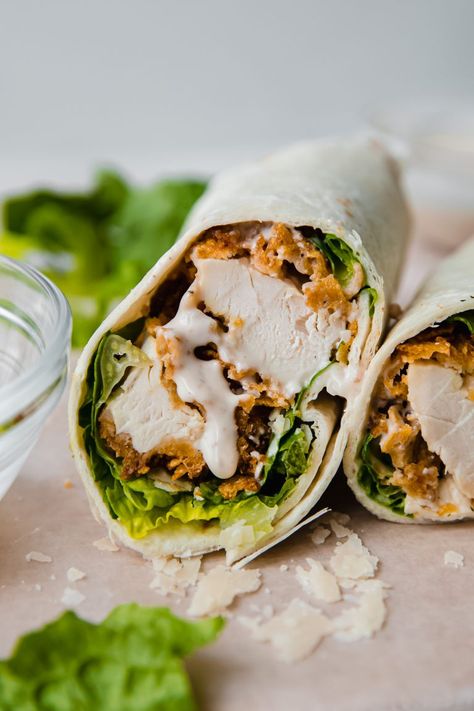 Parmesan Crusted Chicken Caesar Wrap, Crispy Chicken Ceaser Wraps, Breaded Chicken Wraps, Chicken Tender Wraps, Pollo Tropical, Yummy Wraps, Chicken Caesar Salad Wraps, Caesar Salad Wrap, Chicken Panini Recipes