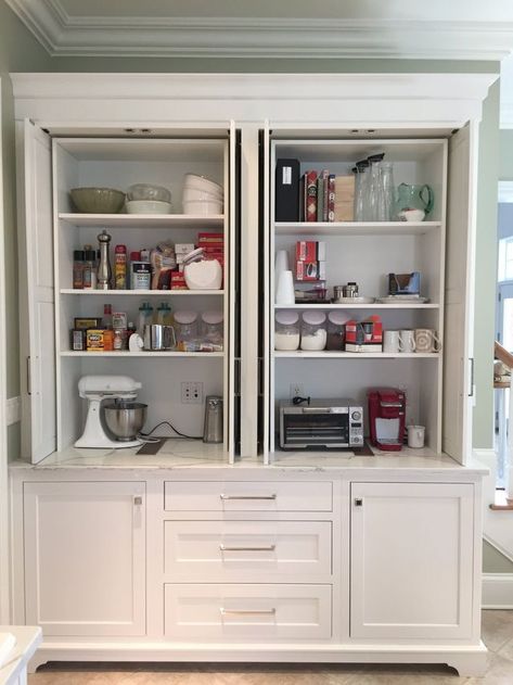 Kitchen Built In, Built In Pantry, Appliances Storage, Kitchen Redesign, Kitchen Pantry Design, Kitchen Pantry Cabinets, Cabinetry Design, Pantry Design, Pantry Cabinet