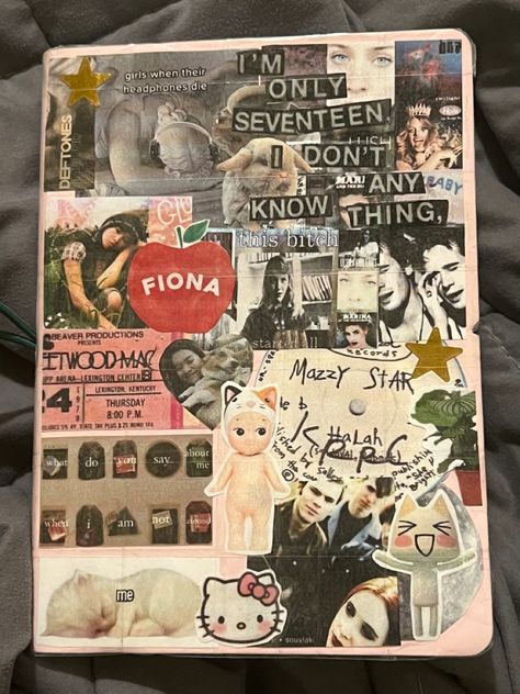 Journal Cover Collage Aesthetic, Sketch Book Collage Ideas, Zine Inspo Aesthetic, Scrapbook Journal Ideas Aesthetic, Journal Cover Design Ideas, Jeff Buckley Aesthetic, Messy Sketchbook Pages, Chaos Journal, Visual Journal Ideas