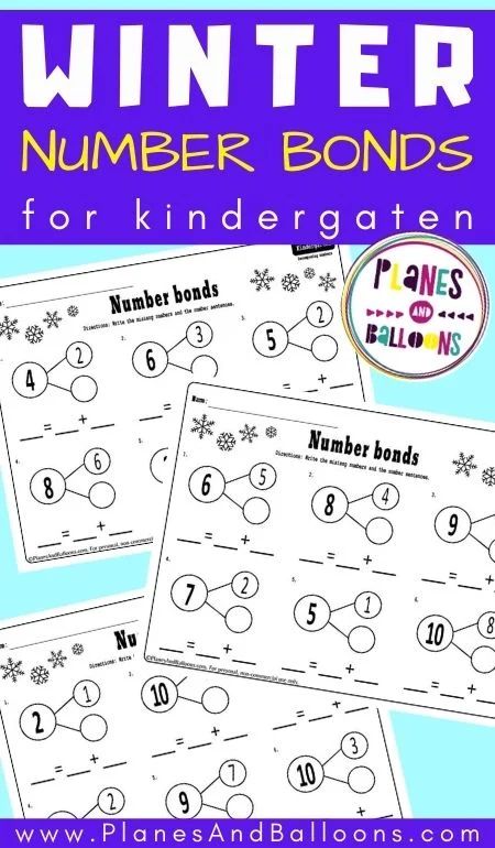 Free printable kindergarten math worksheets - decomposing numbers to 10 for number bonds practice in kindergarten and grade 1. #kindergarten #planesandballoons Decomposing Numbers Kindergarten Free, Decomposing Numbers Kindergarten, Number Bonds Kindergarten, Composing Numbers, Number Bonds Worksheets, Fact Family Worksheet, Winter Worksheets, Number Bonds To 10, Tutoring Ideas