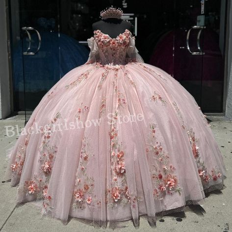 Lotus Root Pink Princess Exquisite Quinceanera Dresses 2024 Fairy 3D Floral Applique Bone Mexico vestido de 15 años quinceañera - AliExpress 320 Fairytale Quince, Green Quince Dress, Dress For Quinceanera, Dresses With Bow, Debutante Dresses, Quinceanera Pink, Quinceanera Themes Dresses, Quinceañera Ideas, Pink Quince