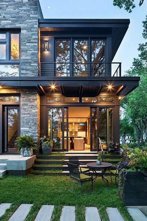 ★ 𝙼𝚢𝚛𝚊 𝙼𝚞𝚜𝚎 Modern Brick House, Brick House Designs, Modern Organic Home, Urban Garden Design, Flat Roof House, Luxury Architecture, Modern Contemporary Homes, Best Modern House Design, Brick Exterior House