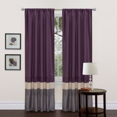 Lush Decor Mia Window Curtain - One Pair Gray/Purple Purple Window Curtains, Next Bedroom, Purple Curtains, Purple Bedroom, Lush Decor, Dark Furniture, Grey Curtains, Rod Pocket Curtain Panels, A Living Room