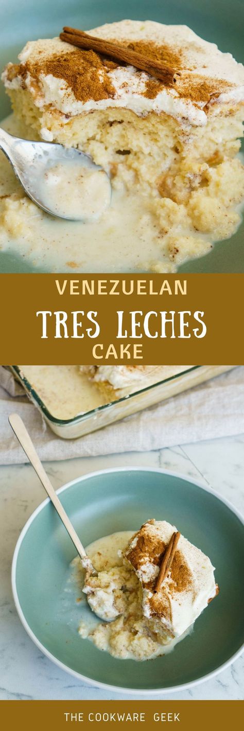 A truly Venezuelan tres leches cake is something that changes your life.   I’m not even exaggerating with this. Learn how to make a tres leches   cake. (with video) | The Cookware Geek Mexican Cake Recipes, Authentic Mexican Desserts, Traditional Mexican Desserts, Chocolate Tres Leches Cake, Mexican Cake, Tres Leches Cake Recipe, Venezuelan Food, Leches Cake, Food Charlatan