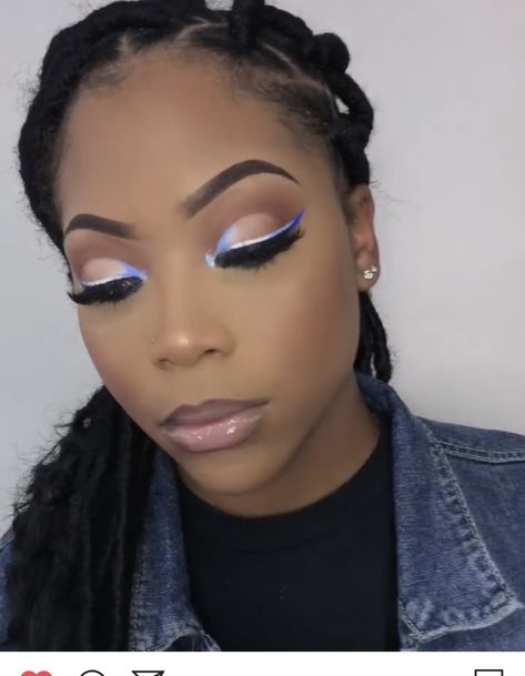 Royal Blue Eye Makeup Black Women, Blue Soft Glam Makeup Black Women, Navy Blue Makeup Looks Black Women, Royal Blue Makeup Looks Black Women, Royal Blue Prom Makeup, Royal Blue Eye Makeup, Royal Blue Makeup Looks, Royal Blue Makeup, Baby Blue Makeup