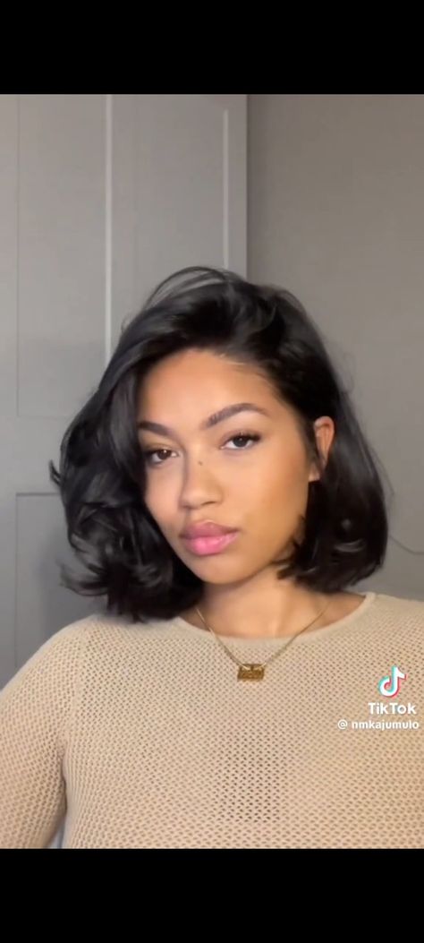 Hairstyles For Long Faces Black Women, Lob Haircut Black Women, Curled Silk Press Natural Hair, Short Straightened Hair, Long Bob Hairstyles For Black Women, Shoulder Length Silk Press Natural Hair, Silk Press Bob Natural Hair, Lori Harvey Bob, Short Hairstyle Black Women