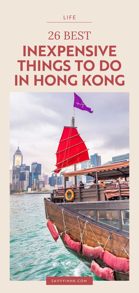 Did you know that enjoying Hong Kong on a budget can be easy? In this post, we’ve compiled some of the best things to do in Hong Kong that won’t break the bank. Click on this pin or save it for later for a guide on fun activities and great places to visit that will help you make a blast out of your time in the city. Explore and enjoy! Hong Kong Things To Do, Things To Do In Hong Kong, Hong Kong Bucket List, Hong Kong Travel Tips, Chinese Boat, Hong Kong Beaches, Hong Kong Travel Guide, Repulse Bay, Explore China