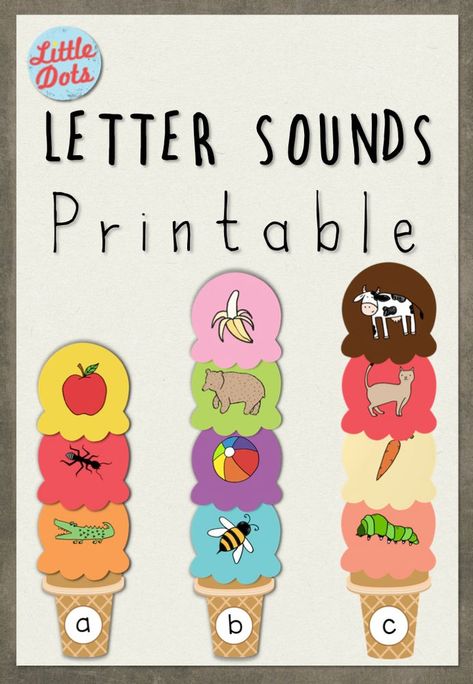 Free Ice Cream Letter Sounds Printable Letter Sounds Preschool, Teaching Letter Sounds, Letter Sound Activities, Letter Fonts, Education Preschool, Preschool Literacy, Teaching Letters, Preschool Letters, Letter Activities